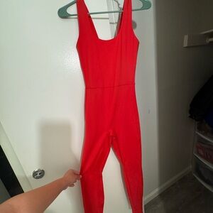 Vibrant Red woman’s workout One Piece